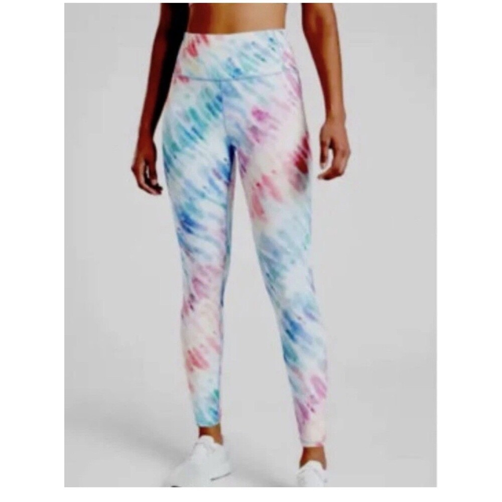 ATHLETA Love Proudly 7/8 Tight Leggings Pants Rainbow Tie Dye Women’s Sz Medium